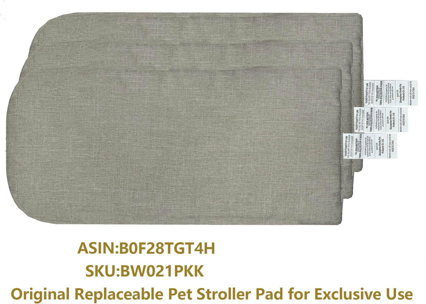 ROODO Pet Stroller Inner Pad for Exclusive Use,Original,Replaceable,Easy to Clean,Set of 3 pc(Khaki) - Pawvie