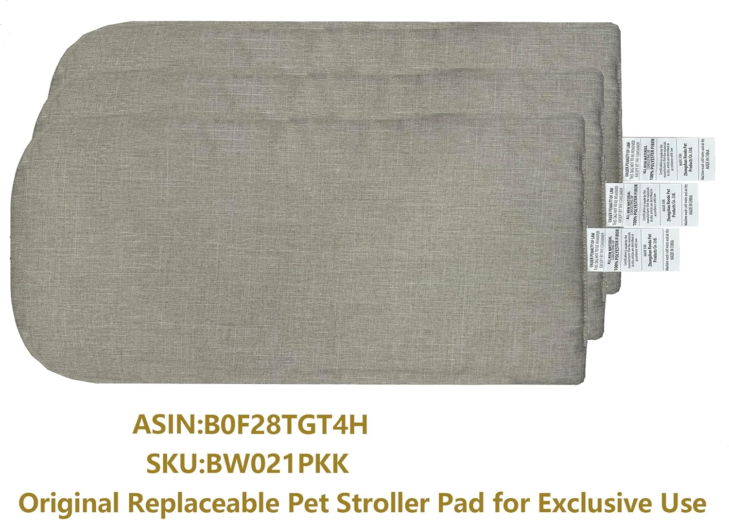 ROODO Pet Stroller Inner Pad for Exclusive Use,Original,Replaceable,Easy to Clean,Set of 3 pc(Khaki) - Pawvie