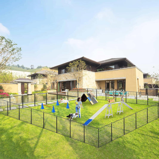 Dog Playpen 32 inch 30 Panels Indoor Outdoor Dog Pen for Medium/Small Dogs Heavy Duty Metal Dog Fence Outdoor for Yard, Puppy Playpen with Door Portable Pet Fence for RV Camping Yard