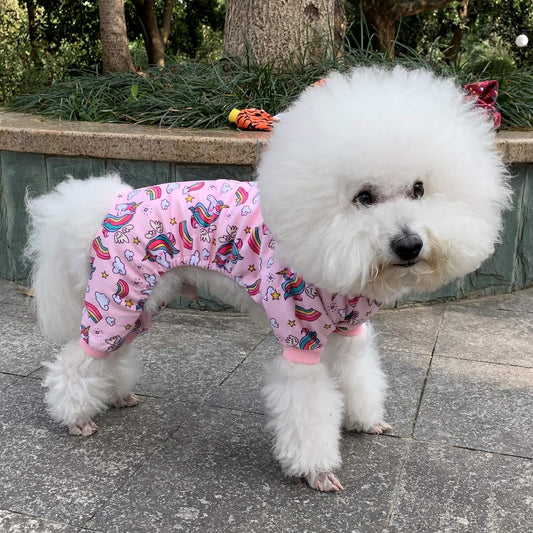 CuteBone Small Dogs Outfit Soft Puppy Onesies Pjs Dog Pajamas Pet Coat Cat Apparel Comfy Doggie Jumpsuit Bodysuit for All Seasons P67L