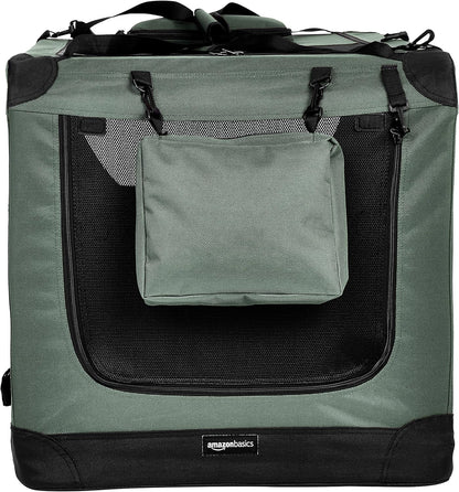 Amazon Basics Folding Portable Soft Pet Dog Crate Carrier Kennel, 36 x 24 x 24 inches, Grey