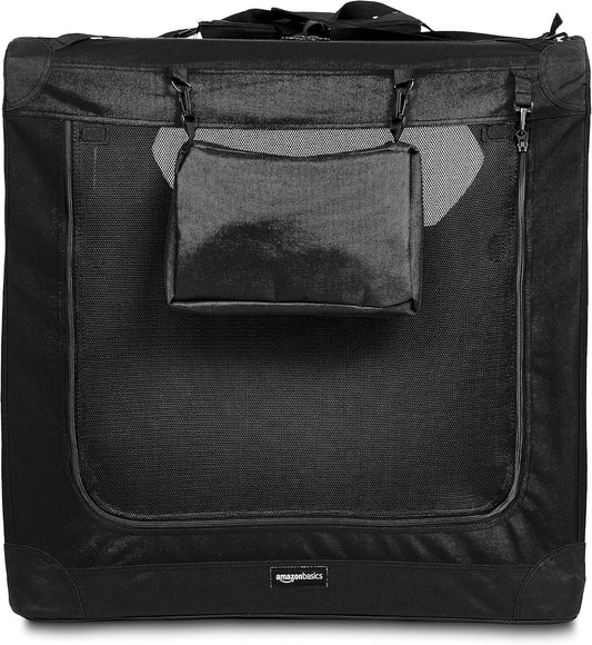 Amazon Basics Folding Portable Soft Pet Dog Crate Carrier Kennel, 42 x 31 x 31 inches, Black