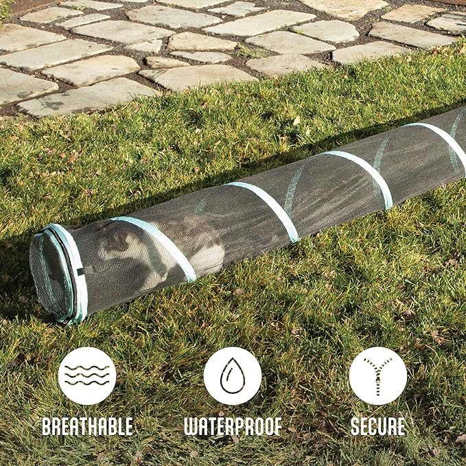 Kitty City Catio Outdoor 20' Cat Tunnel – 20‑Foot Cat‑Sized Play Tunnel, 11” Diameter, Modular Catio Connector for Cats & Small Pets