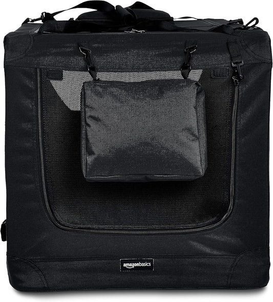 Amazon Basics Folding Portable Soft Pet Dog Crate Carrier Kennel, 36 x 24 x 24 inches, Black