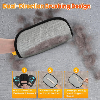 Pet Hair Removal Glove for Cats Dogs - Electrostatic Deshedding Tool, Grooming Brush Glove for Furniture, Car Seat, Bedding - Reusable Pet Hair Remover for Short/Long Hair Pets-2pack